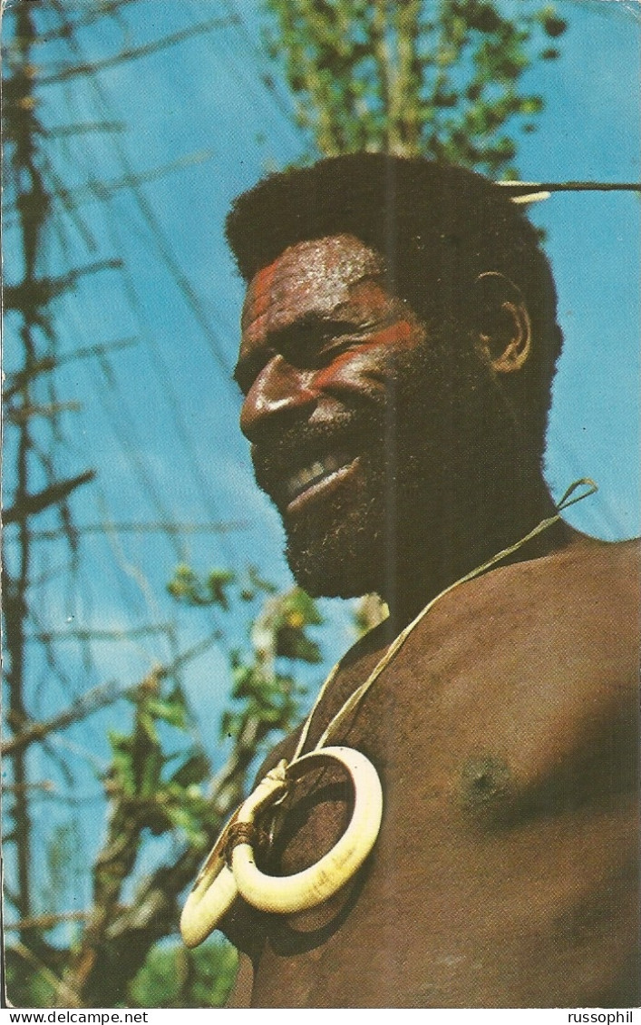NEW HEBRIDES - NOUVELLES HEBRIDES - Yv #333 FRANKING PC (VIEW OF NATIVE CHIEF) FROM PORT VILA TO FRANCE - 1974  - Storia Postale