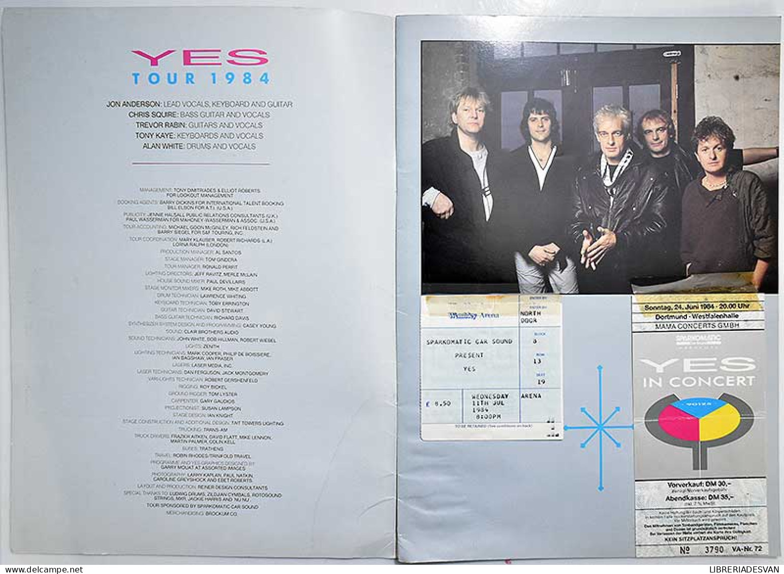 Yes World Tour 1984. Programa Gira + Entradas - Arts, Loisirs