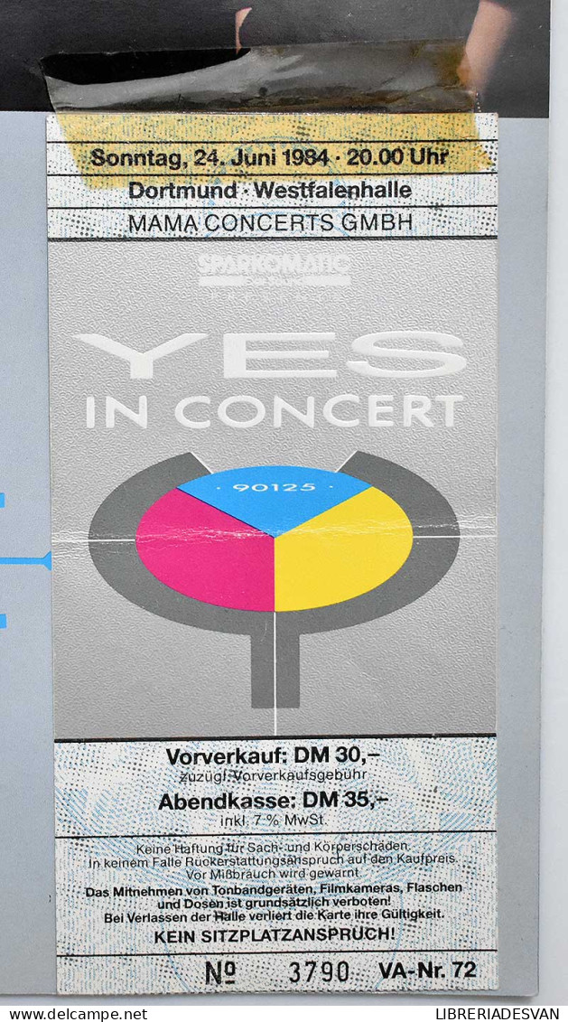 Yes World Tour 1984. Programa Gira + Entradas - Bellas Artes, Ocio