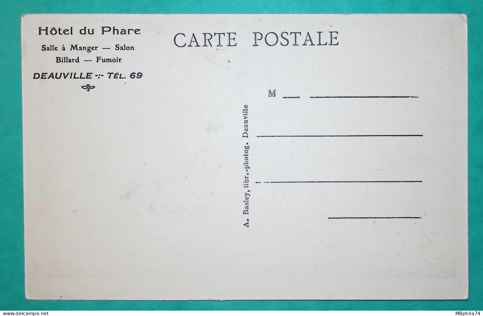 CARTE POSTALE DEAUVILLE HOTEL DU PHARE SALLE A MANGER SALON BILLARD FUMOIR CALVADOS - Hotels & Restaurants