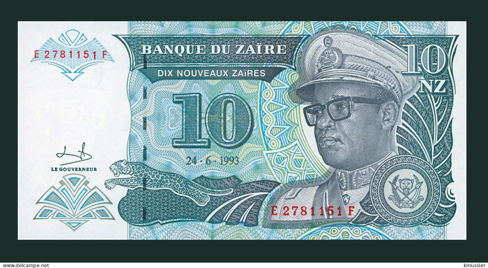 # # # Banknote Zaire 10 Nouveaux Zaires 1993 (P-54) G-D UNC # # # - Zaire