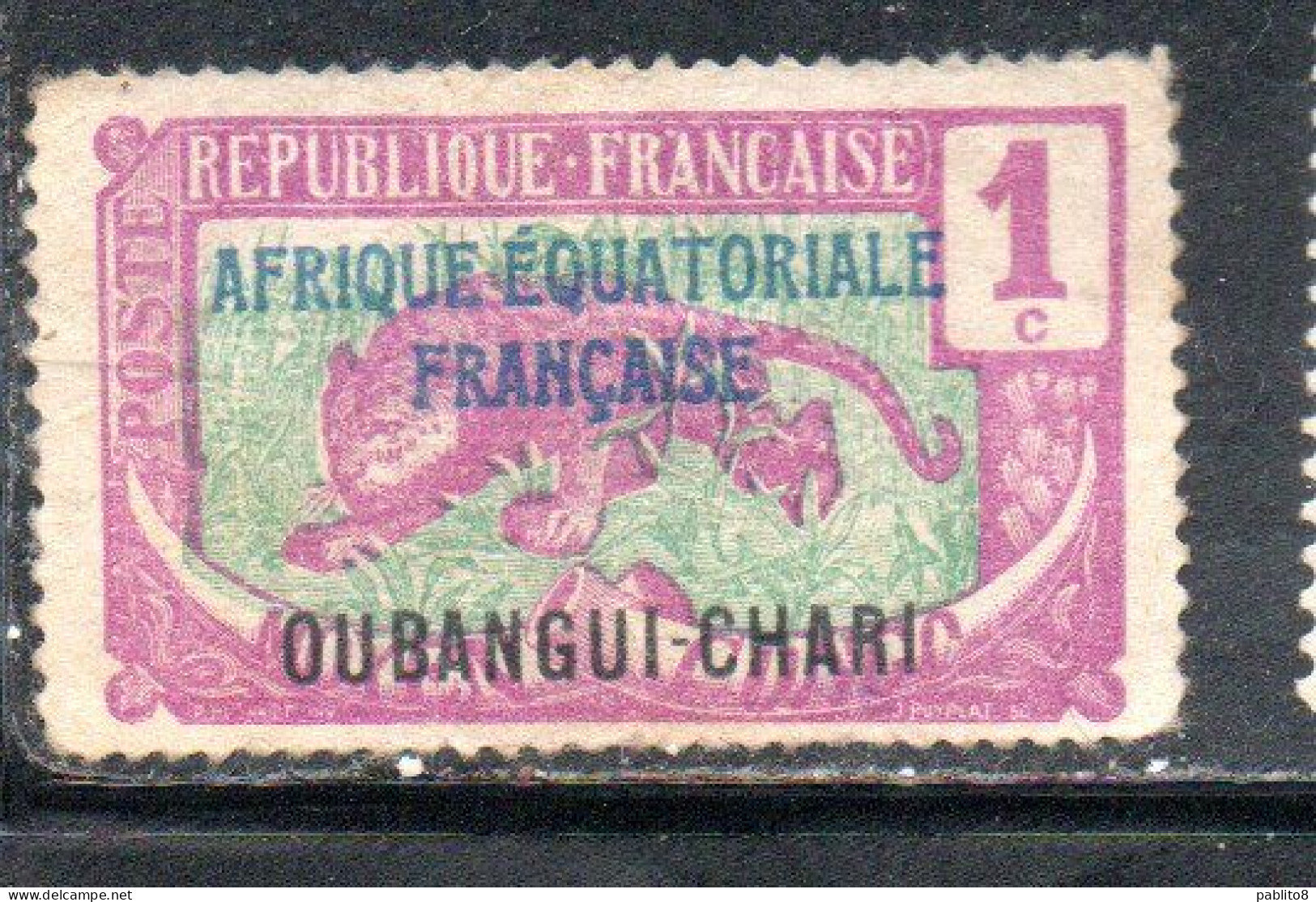 AFRIQUE EQUATORIALE FRANCAISE FRENCH AFRICA FRANCESE AEF OUBANGUI CHARI UBANGI SHARI 1924 FAUNE FAUNA LEOPARD 1c MH - Ungebraucht