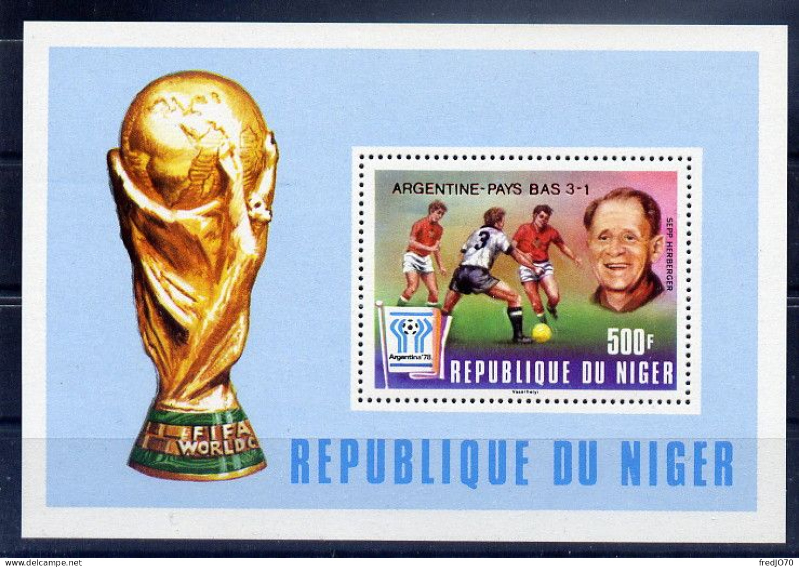 Niger Bloc Surch. Rouge Red Ovpt Football CM 78 ** - 1978 – Argentine