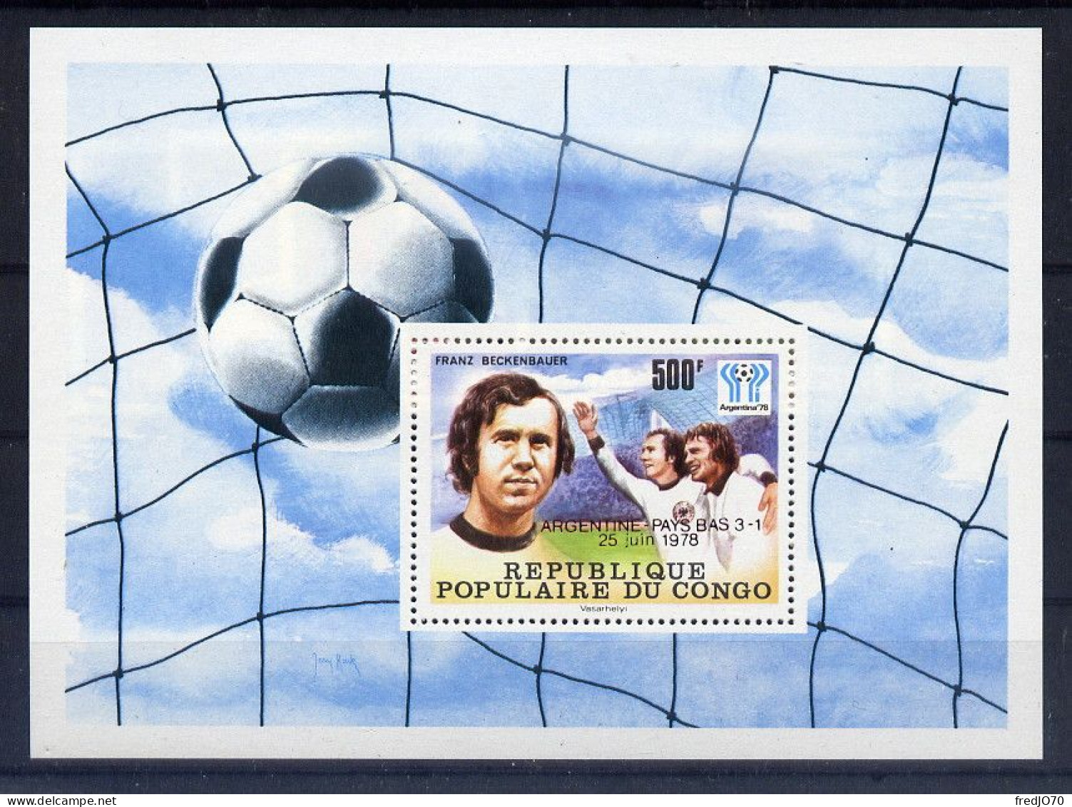 Congo Bloc Surch. Rouge Red Ovpt Football CM 78 ** - 1978 – Argentine