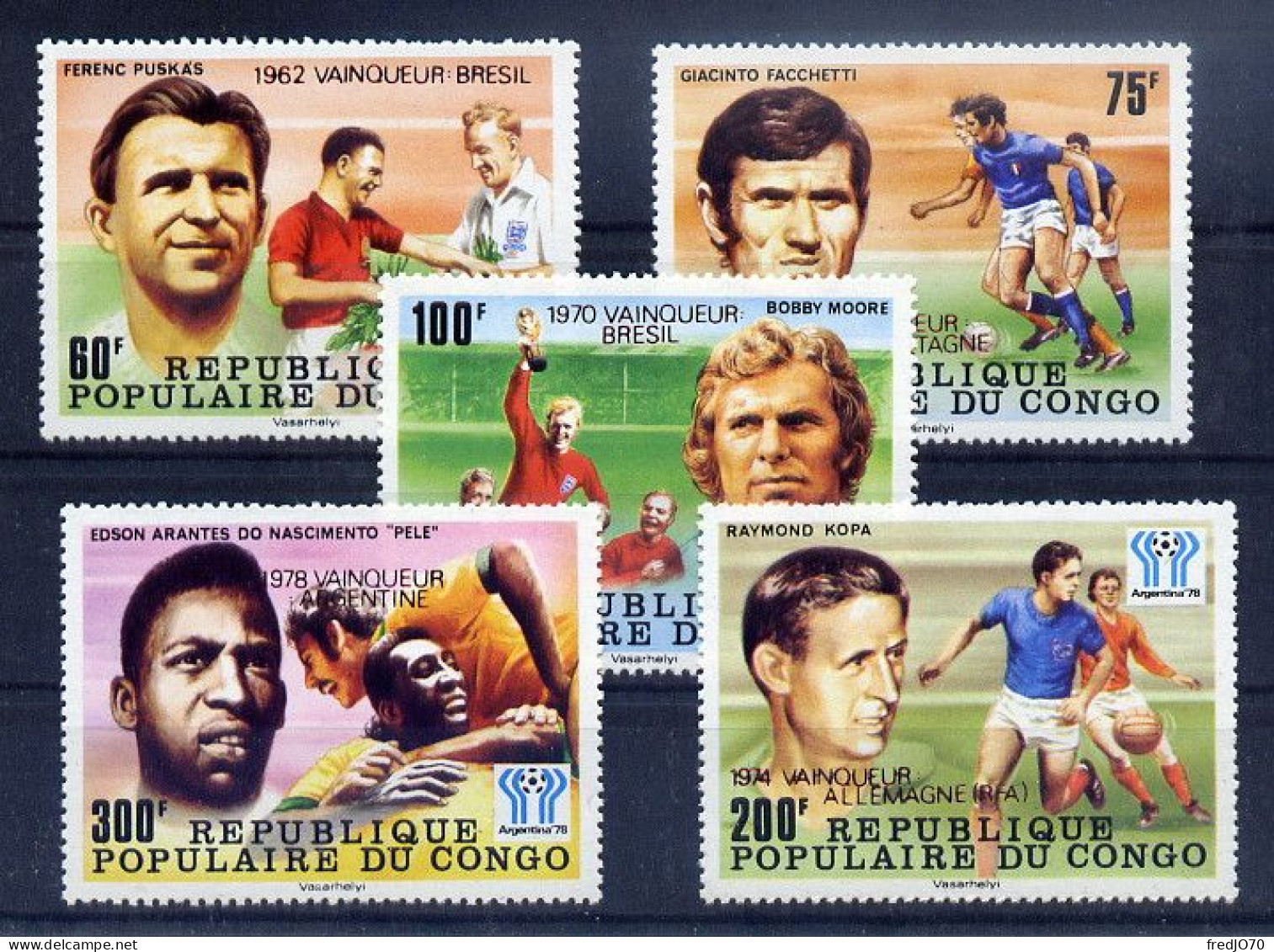 Congo Série Complète Surch. Rouge Red Ovpt Football CM 78 ** - 1978 – Argentine