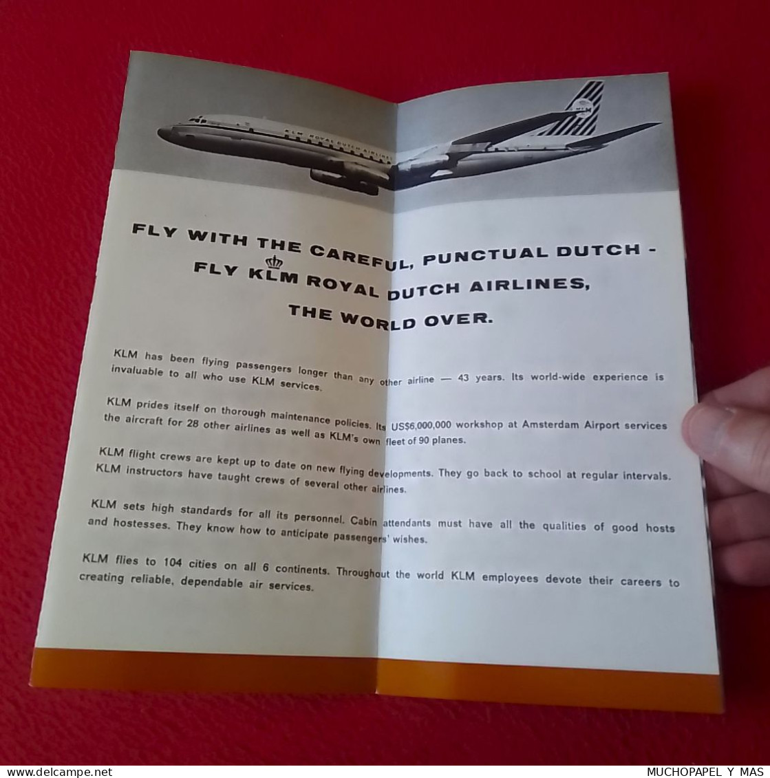 ANTIGUO FOLLETO KLM ROYAL DUTCH AIRLINES LÍNEAS AÉREAS HOLANDESAS AVIÓN FLY..PLANE PLANES..AVIONES..AVIACIÓN..AVIATION.. - Otros & Sin Clasificación