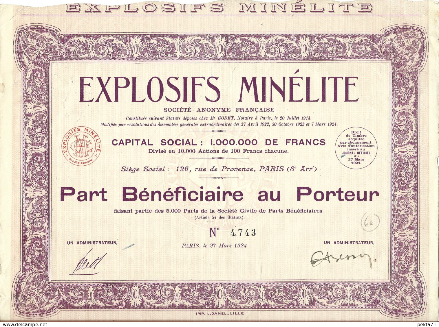 EXPLOSIFS MINELITE 1924 - Mines