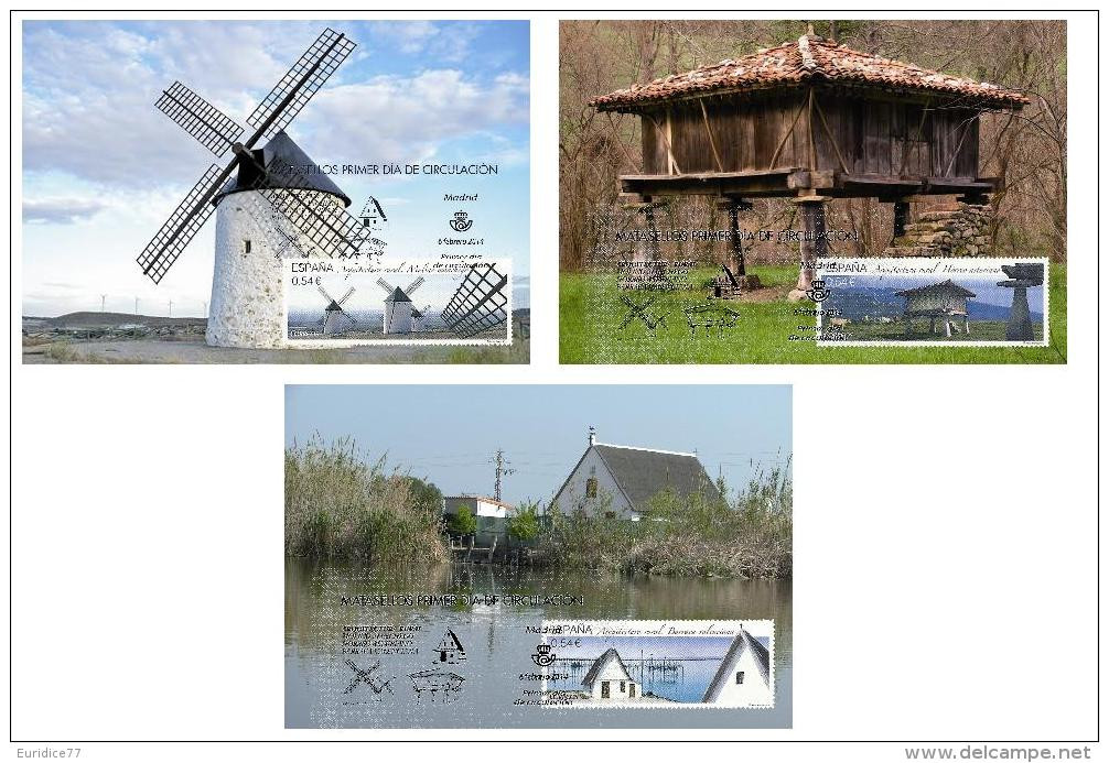 Spain 2014 - Arquitectura Rural Carte Maximum Set - Windmills