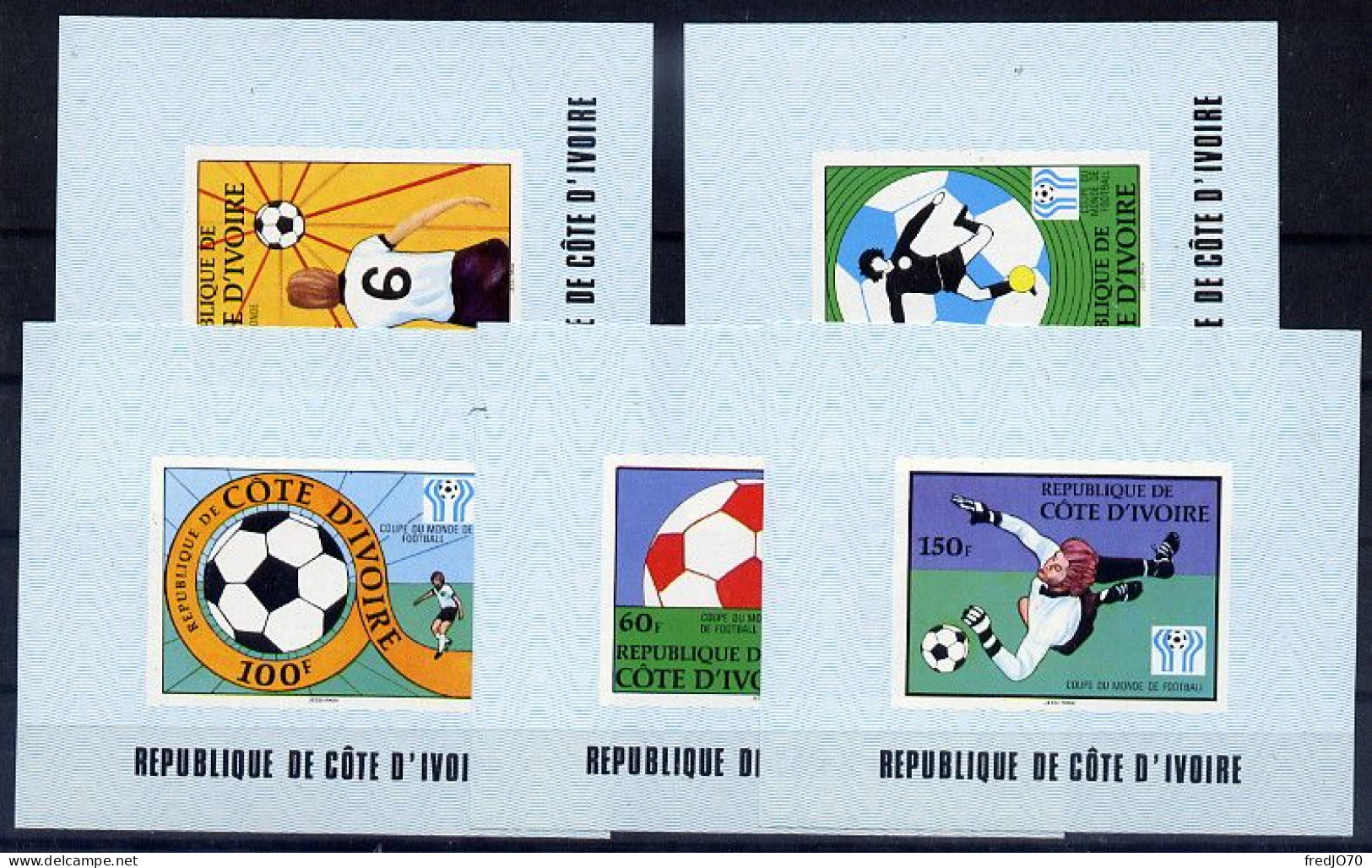 Côte D'Ivoire Série Complète Blocs Non Dentelé Imperf Football CM 78 ** - 1978 – Argentine