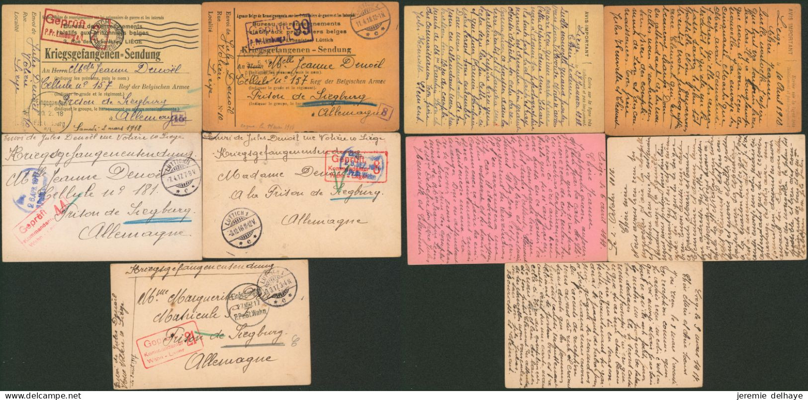 Guerre 14-18 - Archive De 5 Documents De Luttich (1916-18) > Prison De Siegburg + Censure / Bureau De Renseignement - Krijgsgevangenen