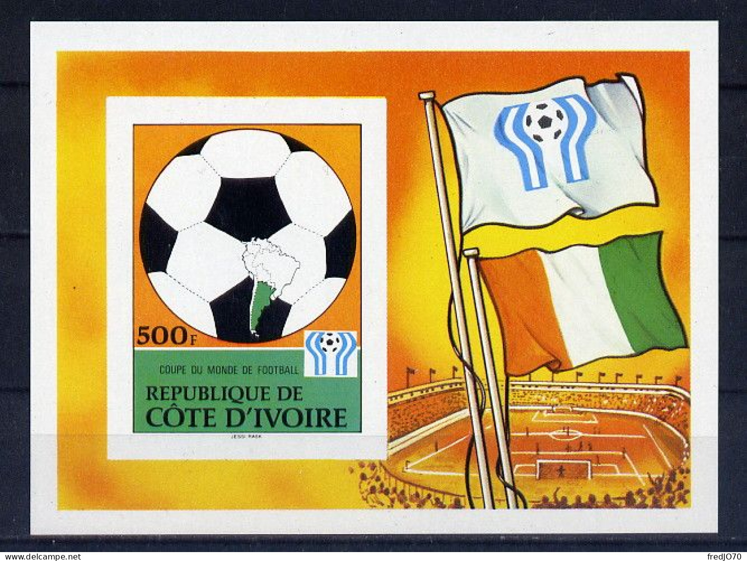 Côte D'Ivoire Bloc Non Dentelé Imperf Football CM 78 ** - 1978 – Argentine