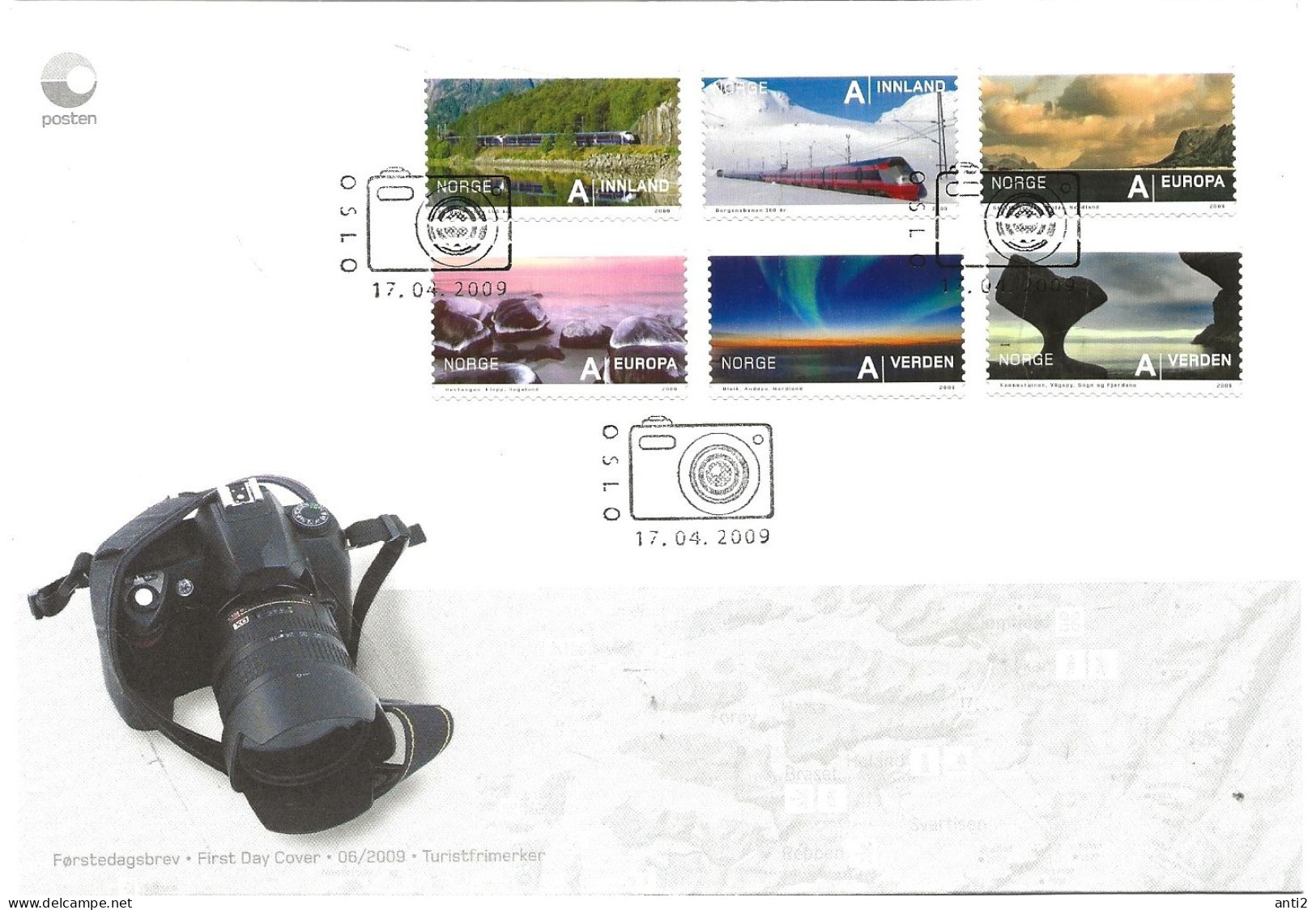 Norway Norge 2009 Tourism, Sceneries, Train,Mi  1680-1685 FDC - Covers & Documents