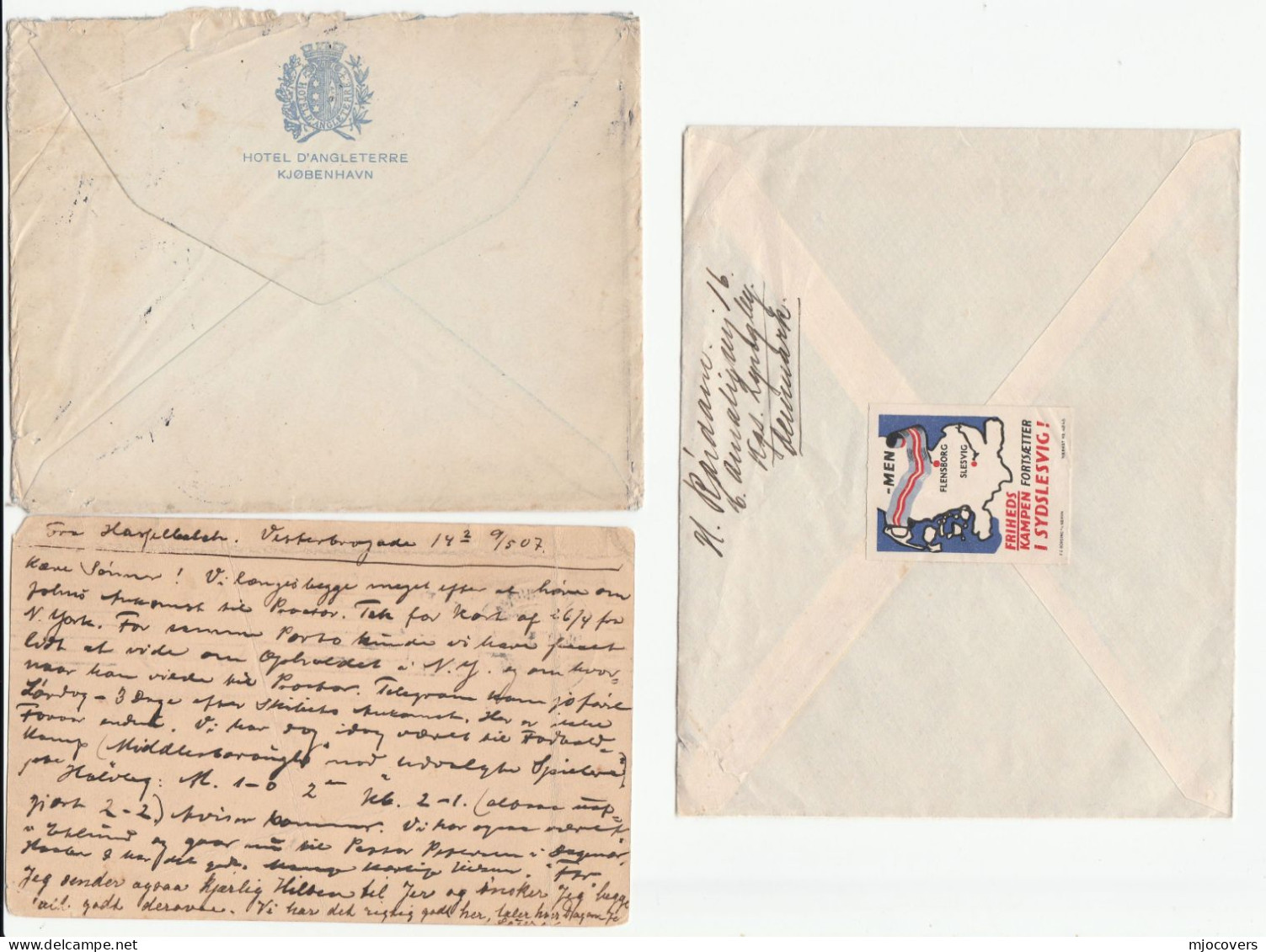 1907 - 1946  3 X DENMARK To USA  COVERS  (1907 Stationery Card ,  1914 Cover 1948 Airmail) - Entiers Postaux