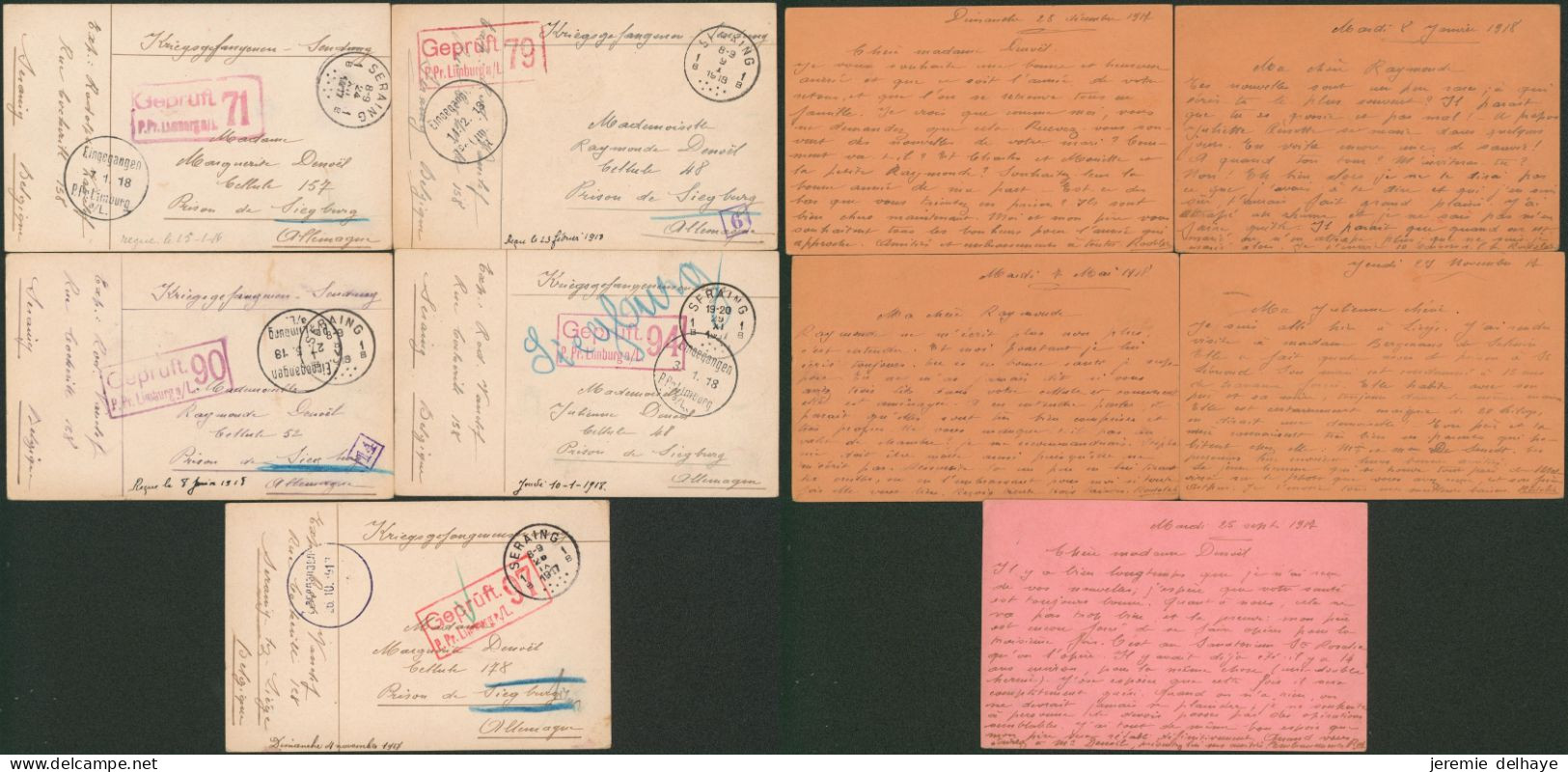 Guerre 14-18 - Archive De 5 Documents De Seraing (1917-18) > Prison De Siegburg + Censure Différente. - Prisoners