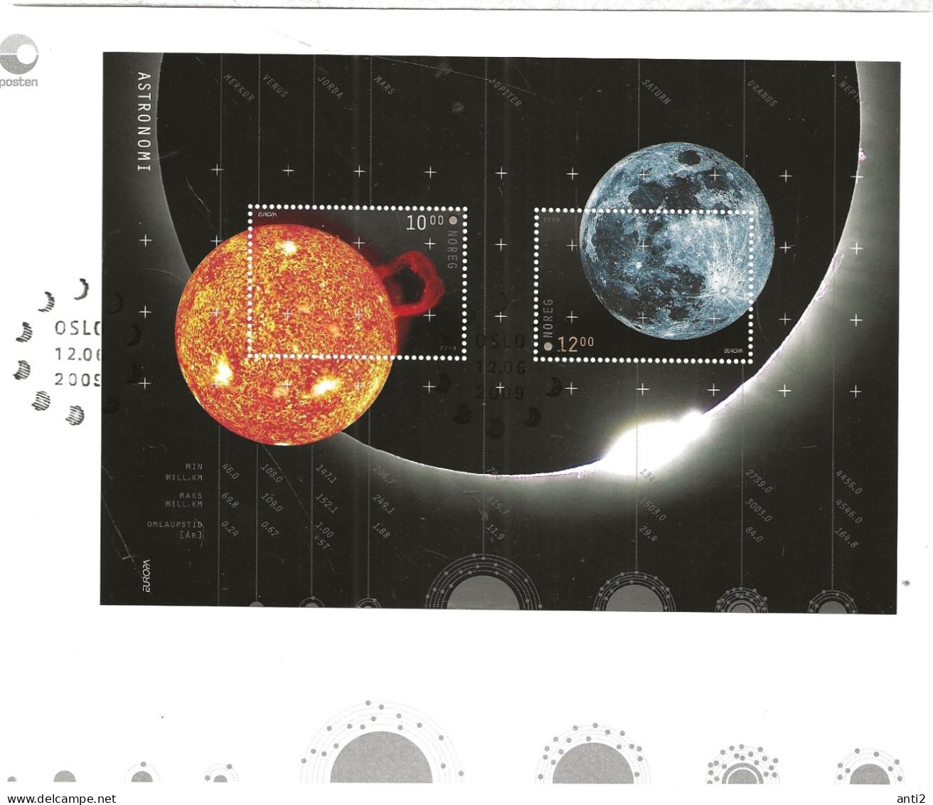 Norway Norge 2009 Europa Astronomy - Sun And Moon.  Mi  Bloc 38 FDC - Covers & Documents