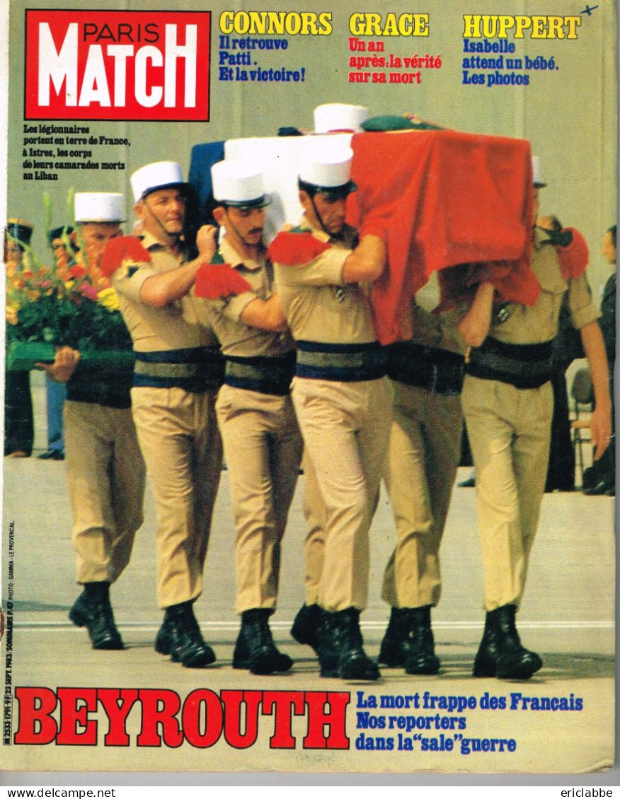 PARIS MATCH N°1791 Du 23 Septembre 1983 Beyrouth - Connors - Grace - Huppert - Algemene Informatie