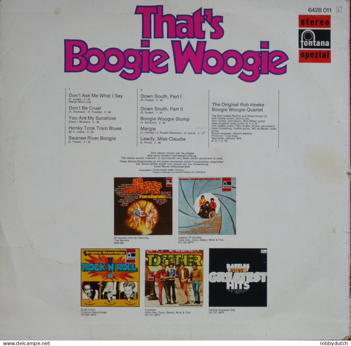 * LP *  THE ORIGINAL ROB HOEKE BOOGIE WOOGIE QUARTET - THAT'S BOOGIE WOOGIE - Blues