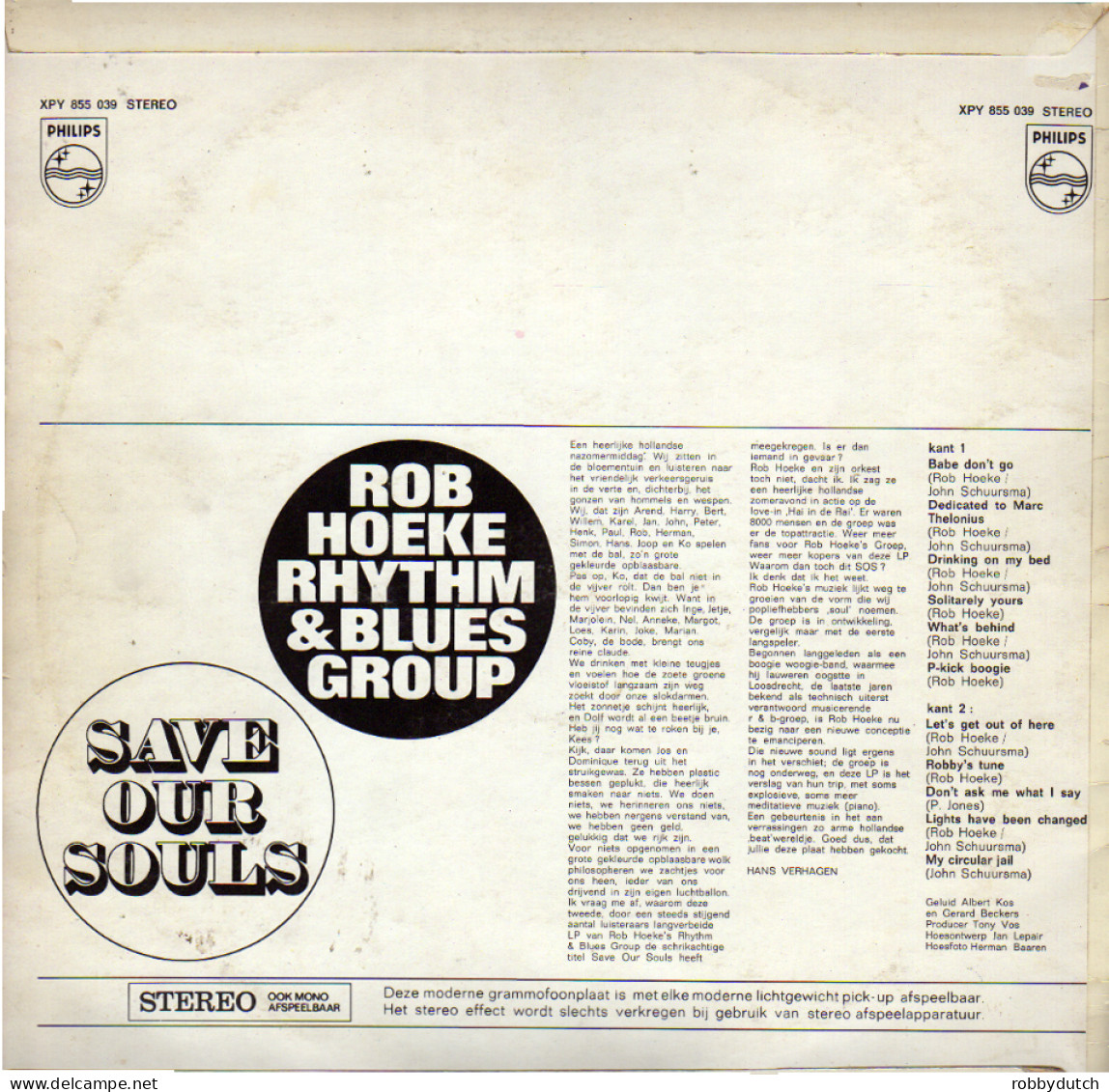 * LP *  ROB HOEKE RHYTHM & BLUES GROUP - SAVE OUR SOULS (Holland 1967, 1st Release) - Blues