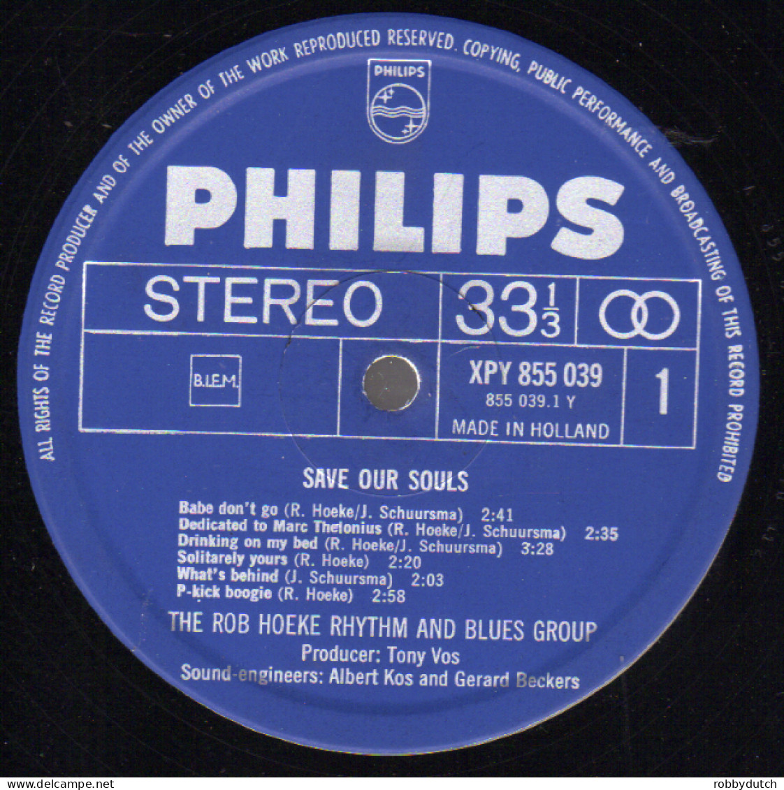 * LP *  ROB HOEKE RHYTHM & BLUES GROUP - SAVE OUR SOULS (Holland 1967, 1st Release) - Blues