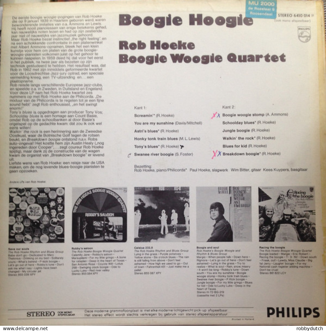 * LP *  ROB HOEKE BOOGIE WOOGIE QUARTET - BOOGIE HOOGIE (Holland 1964 EX-) - Blues