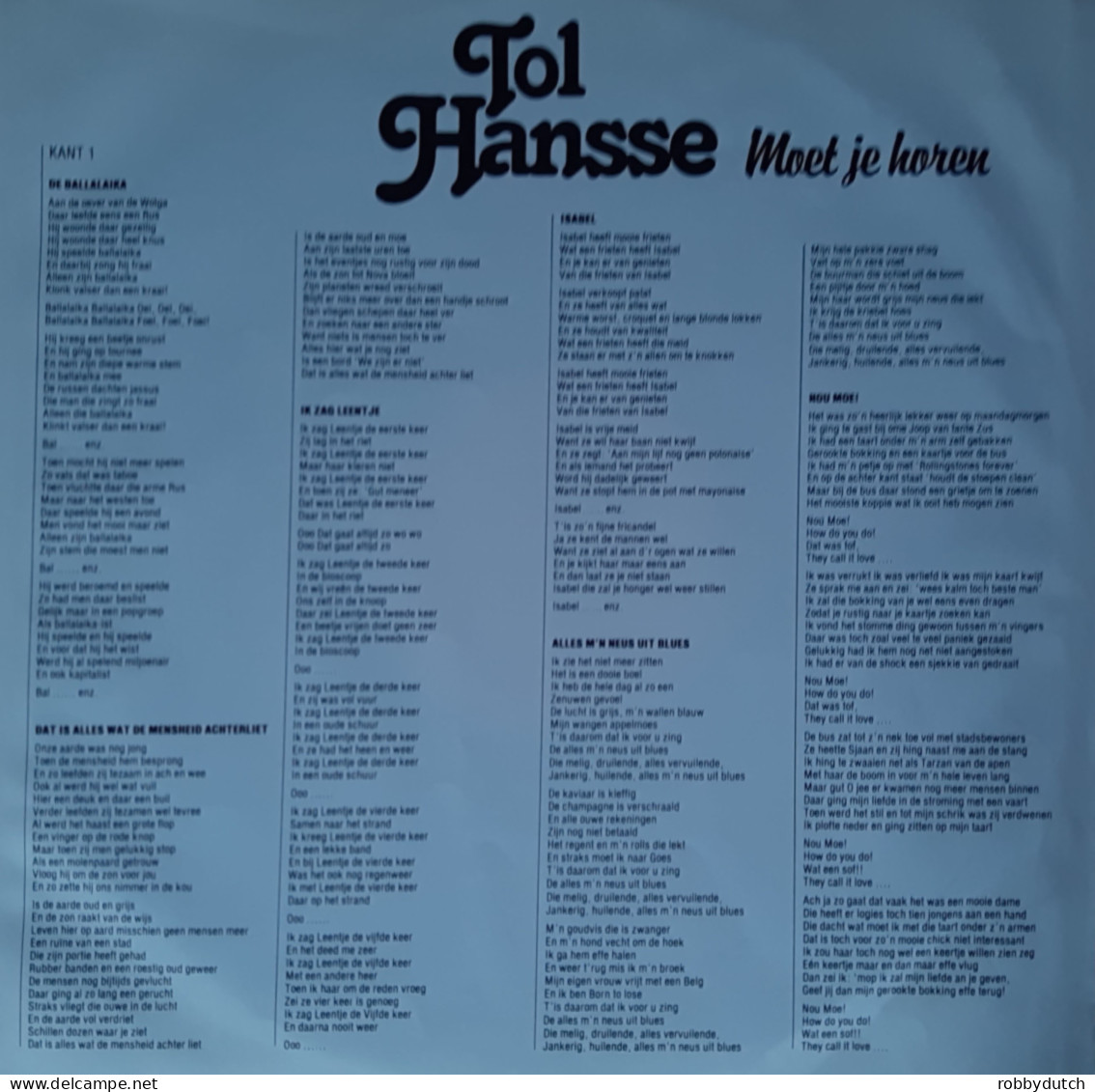 * LP *  TOL HANSSE - MOET JE HOREN (Holland 1980 EX-) - Autres - Musique Néerlandaise