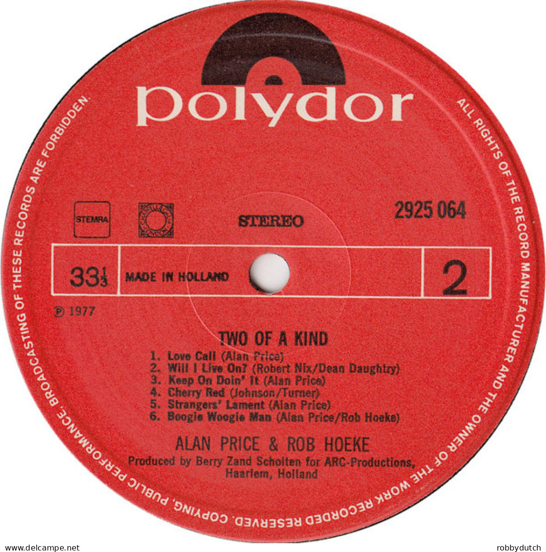 * LP *  ROB HOEKE & ALAN PRICE - TWO OF A KIND (Holland - Blues