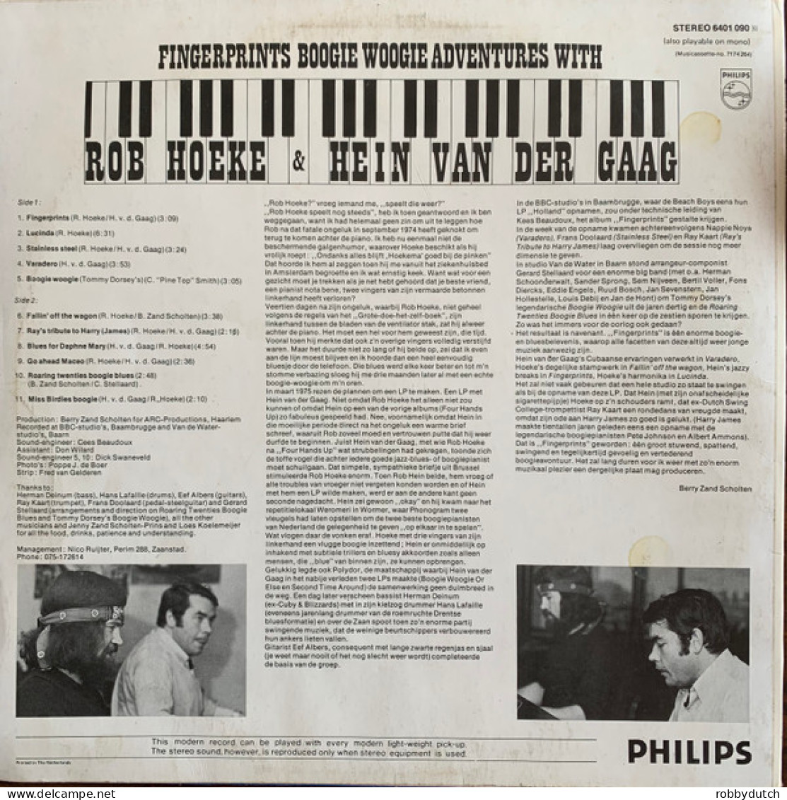 * LP *  ROB HOEKE & HEIN VAN DER GAAG - FINGERPRINTS (Holland 1975 EX-) - Blues