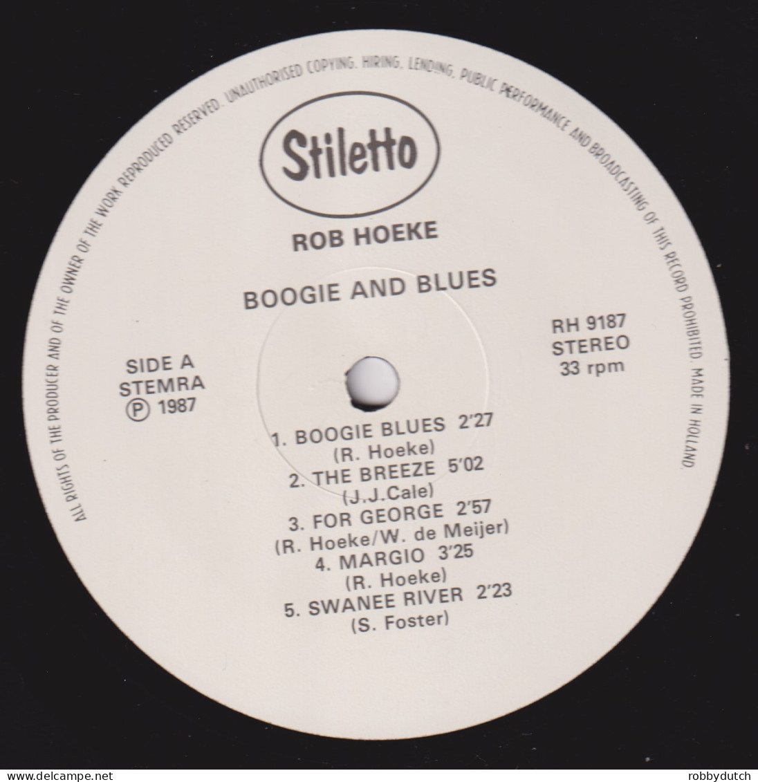 * LP *  ROB HOEKE - BOOGIE AND BLUES (Holland 1987 EX-) - Blues