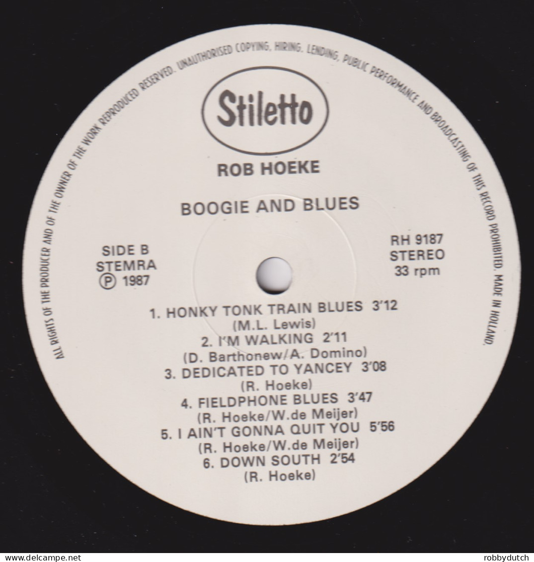 * LP *  ROB HOEKE - BOOGIE AND BLUES (Holland 1987 EX-) - Blues