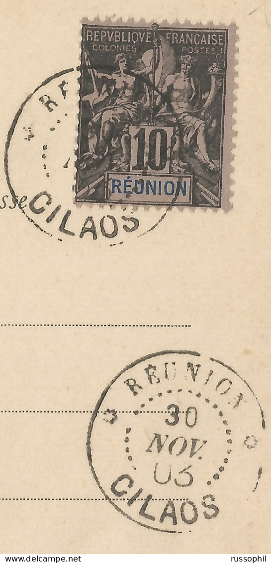 REUNION - FRANKED PC FROM CILAOS TO MADAGASCAR - VERY CLEAR CANCELLATIONS - VERY GOOD CONDITION - 1903 - Brieven En Documenten