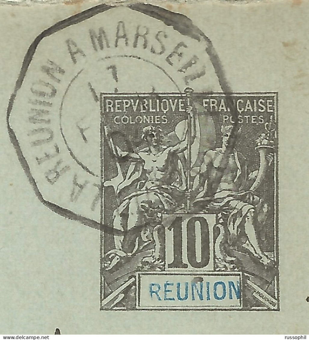 REUNION - POSTAL STATIONERY - PC WITH PAID ANSWER SENT TO PARIS - RESPONSE PC NOT USED - FRENCH SEA POST - 1904  - Brieven En Documenten