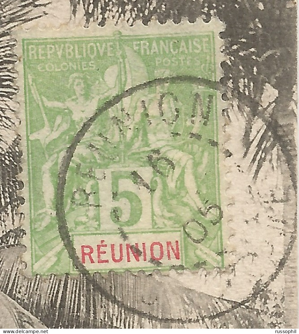 REUNION - FRANKED PC SENT FROM SAINT ANDRE COMBUSTON TO FRANCE - DEPARTURE CDS WITH VARIETY - 1905  - Lettres & Documents