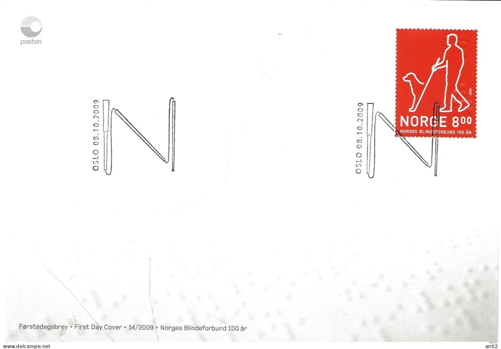 Norway 2009 Centenary Of The Norwegian Associatiof The Visually Handicapped.  Mi 1699 FDC - Brieven En Documenten