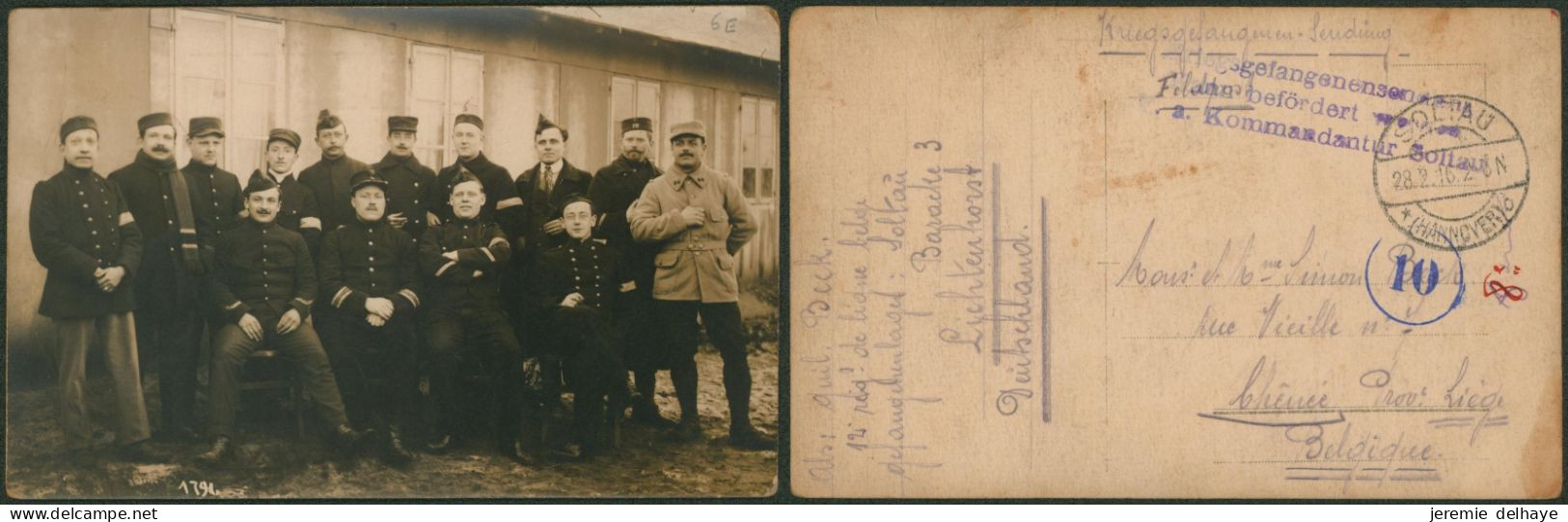 Camp De Soltau - Carte Photo (régiment) Expédié Du Camp + Censure "10" > Chênée (Liège). - Prisonniers