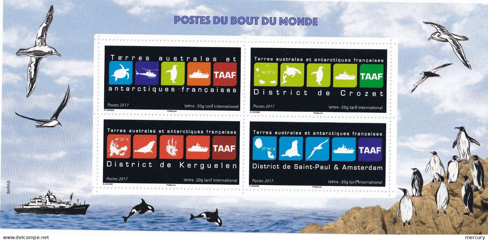 TAAF - Les 2 Blocs Souvenirs Des Postes Du Bout Du Monde Dans Leurs Encarts - 2 Scans - Ongebruikt