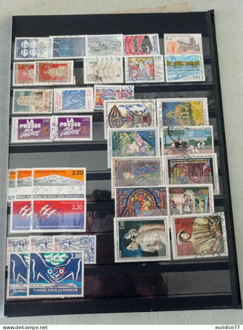 France  - Clasificador con Lote acumulacion de sellos usados