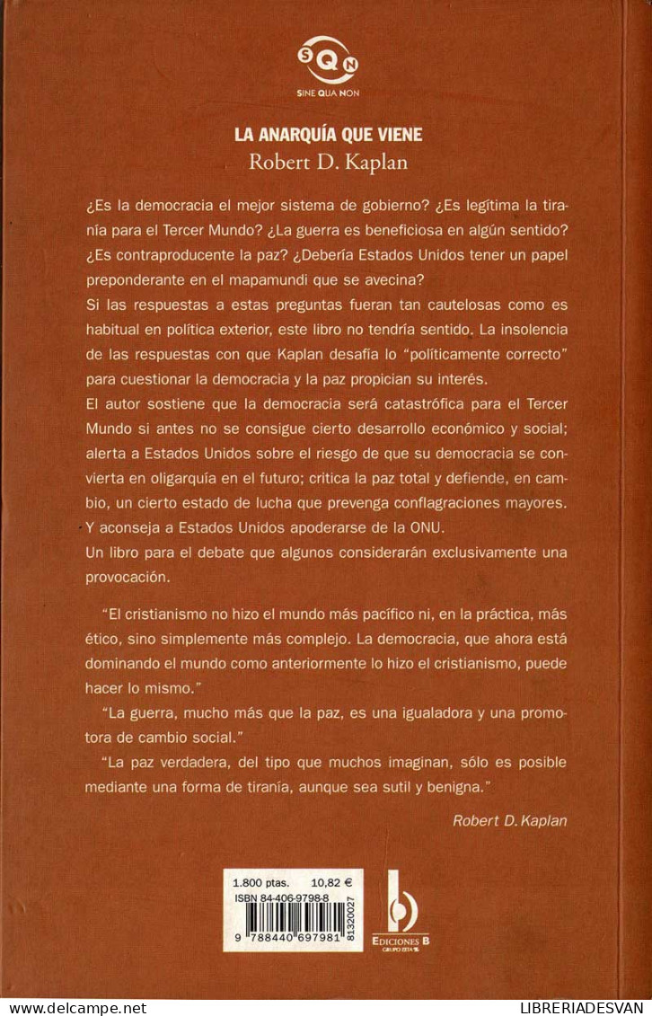 La Anarquía Que Viene - Robert D. Kaplan - Pensamiento