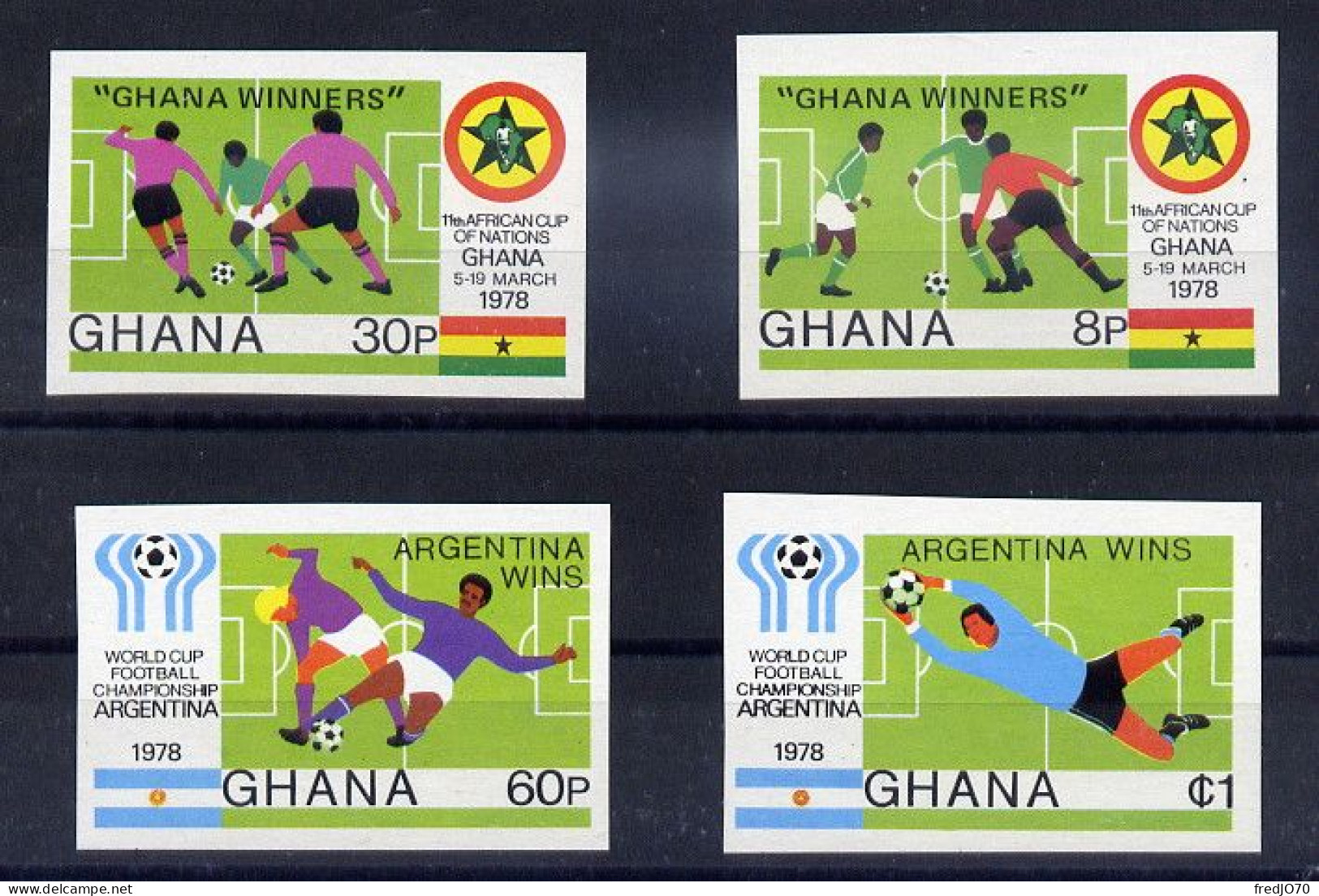 Ghana Série Complète Non Dentelé Imperf Football CM 78 ** - 1978 – Argentine