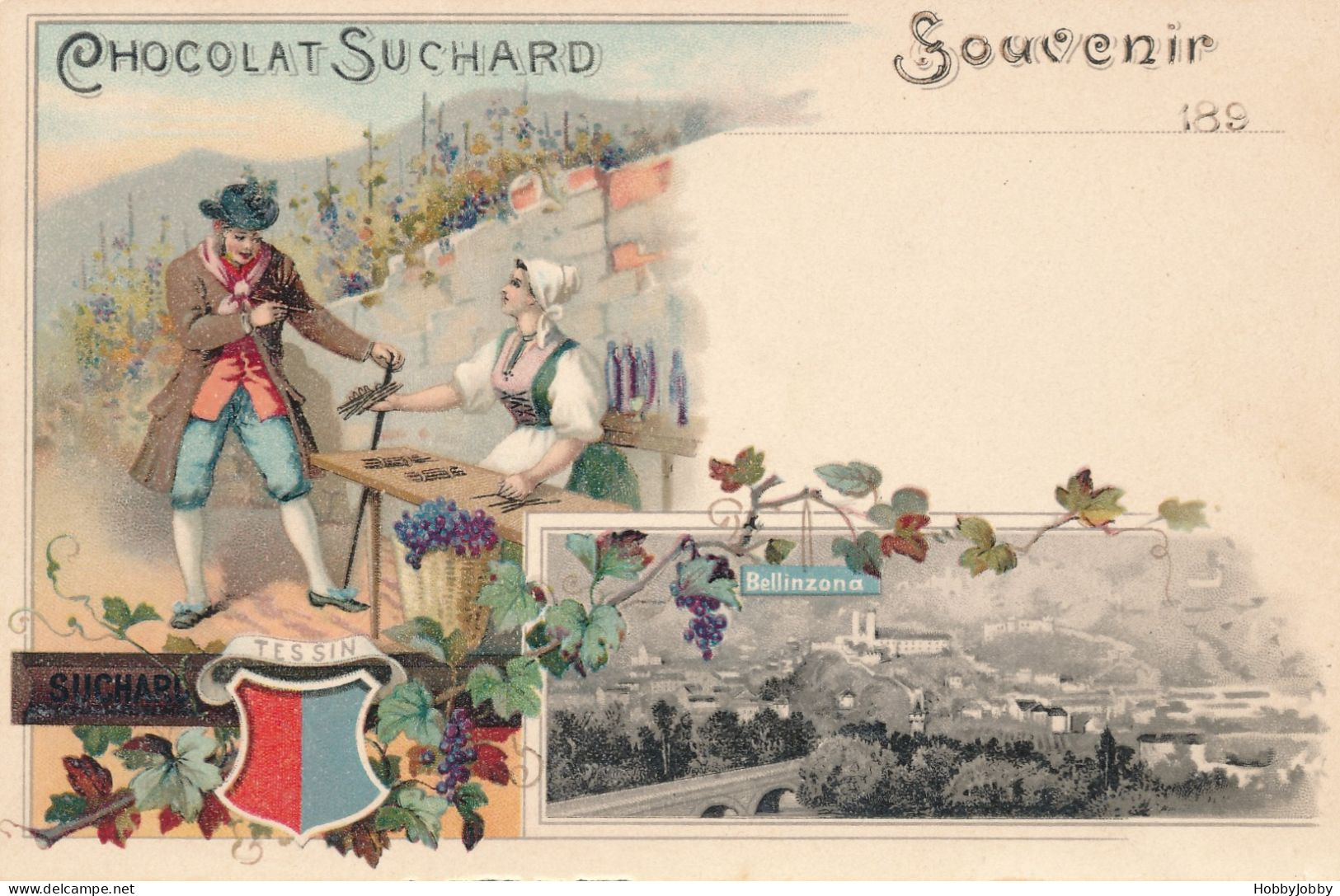 Chocolat Suchard - Vorlaufer!!  Tessin & Bellinzona - Souvenir De 189? - Werbepostkarten