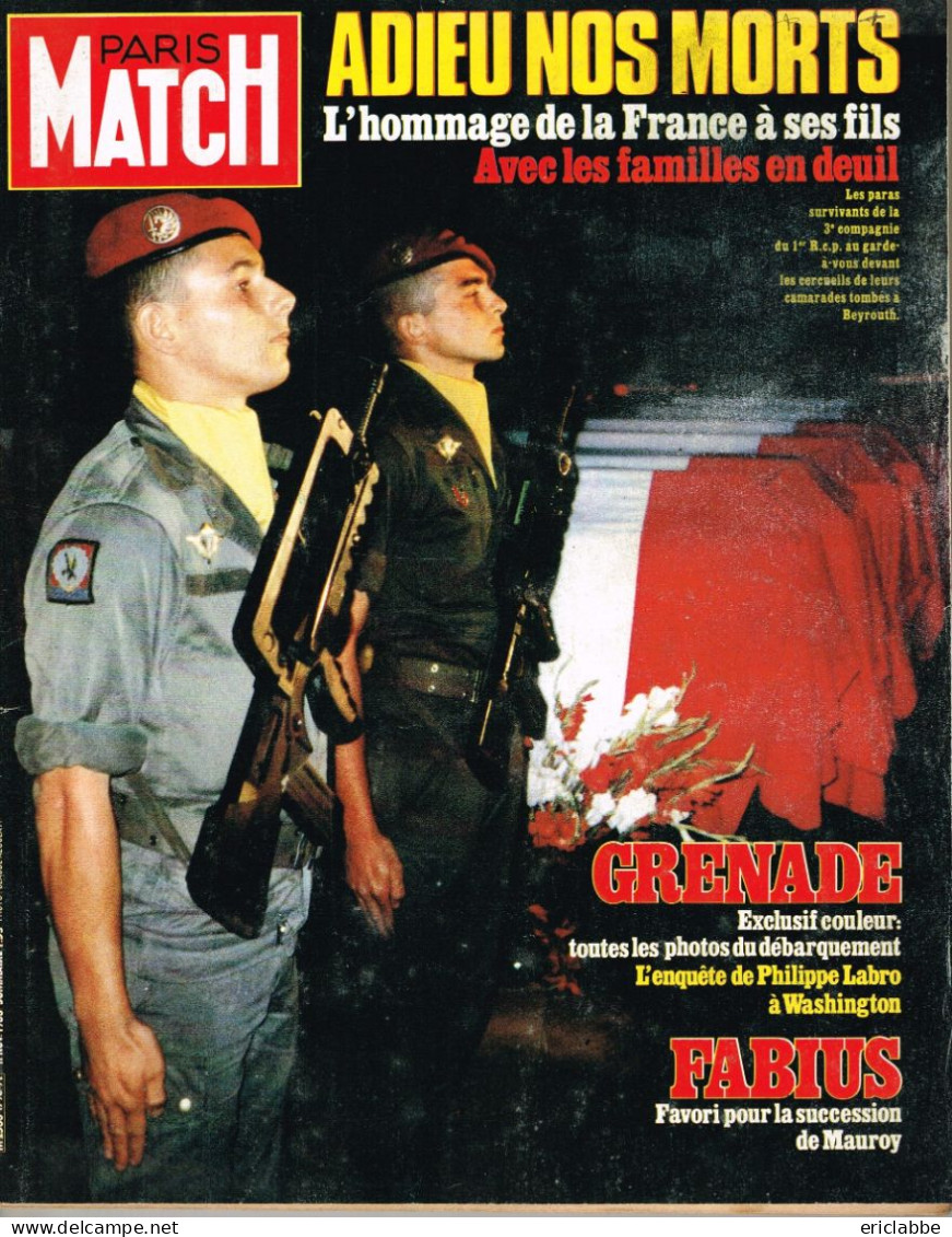 PARIS MATCH N°1798 Du 11 Novembre 1983 Beyrouth - Grenade - Fabius - Testi Generali