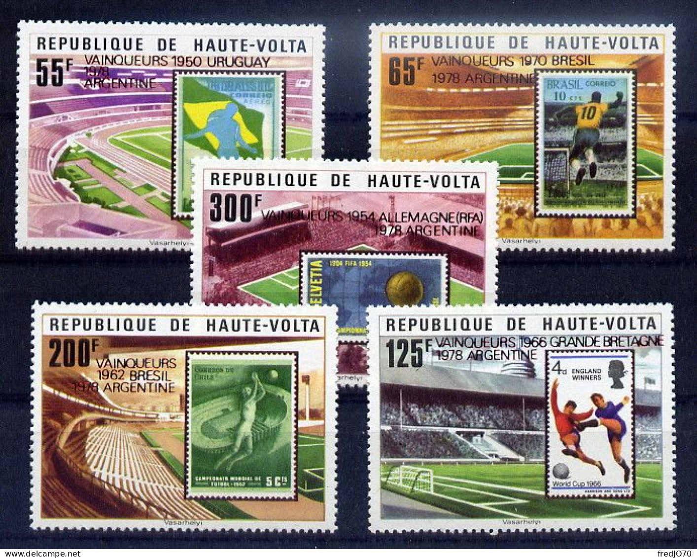 Haute Volta Série Complète Surch. Rouge Red Ovpt Football CM 78 ** - 1978 – Argentine