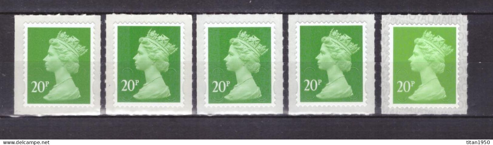 GRANDE BRETAGNE - Type Machin -  20p Vert - Code (no Code)+ -M14L-M15L-M16L-M18 -  Timbres Neufs ** / MNH - Machins