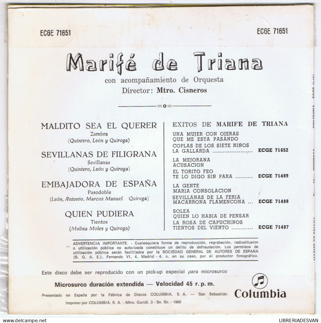 Marifé De Triana - Maldito Sea El Querer / Sevillanas De Filigrana / Embajadora De España / Quién Pudiera - EP - Non Classés