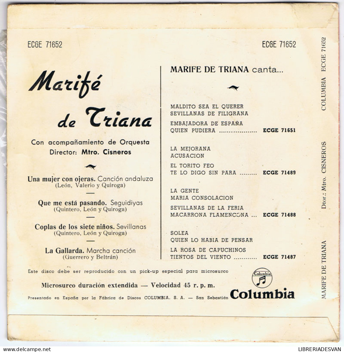 Marifé De Triana - Una Mujer Con Ojeras / Qué Me Está Pasando / Coplas De Los Siete Niños / La Gallarda - EP - Unclassified