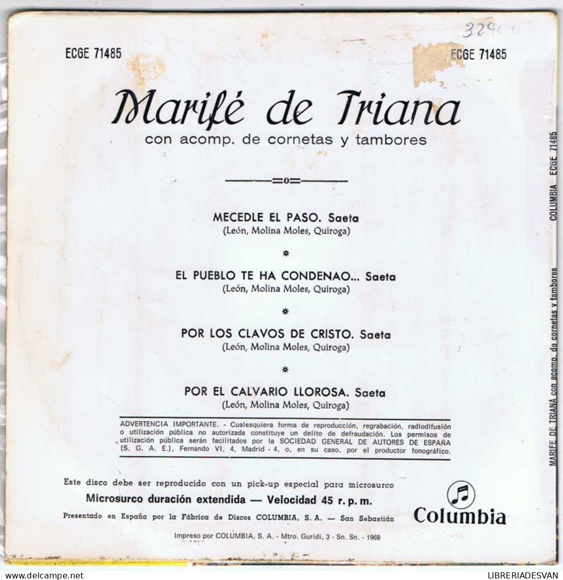 Marife De Triana - Mecedle El Paso / El Pueblo Te Ha Condenao / Por Los Clavos De Cristo + 1 - EP - Zonder Classificatie