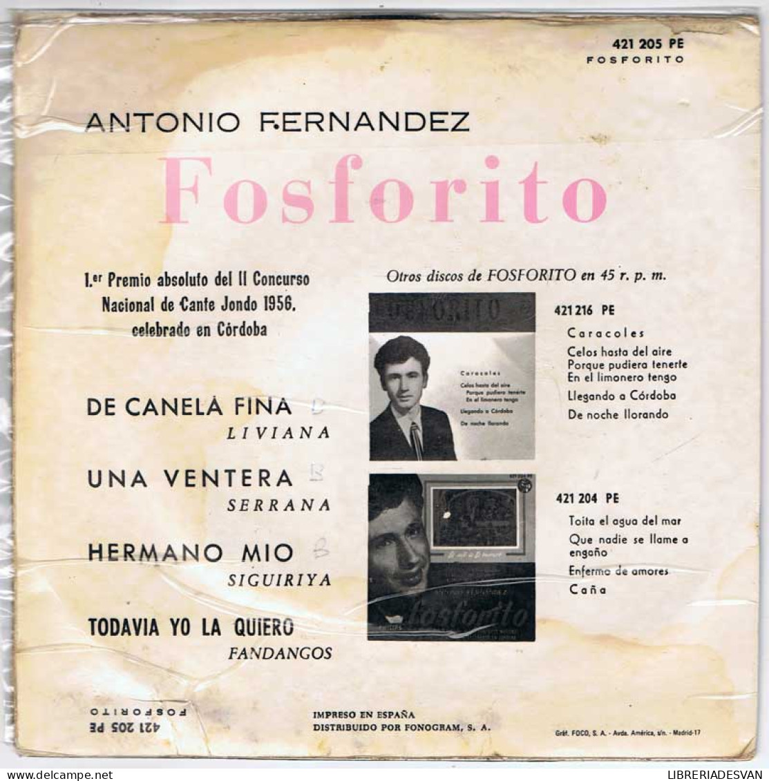 Fosforito - De Canela Fina / Una Ventera / Hermano Mio / Todavía Yo La Quiero - EP - Non Classés