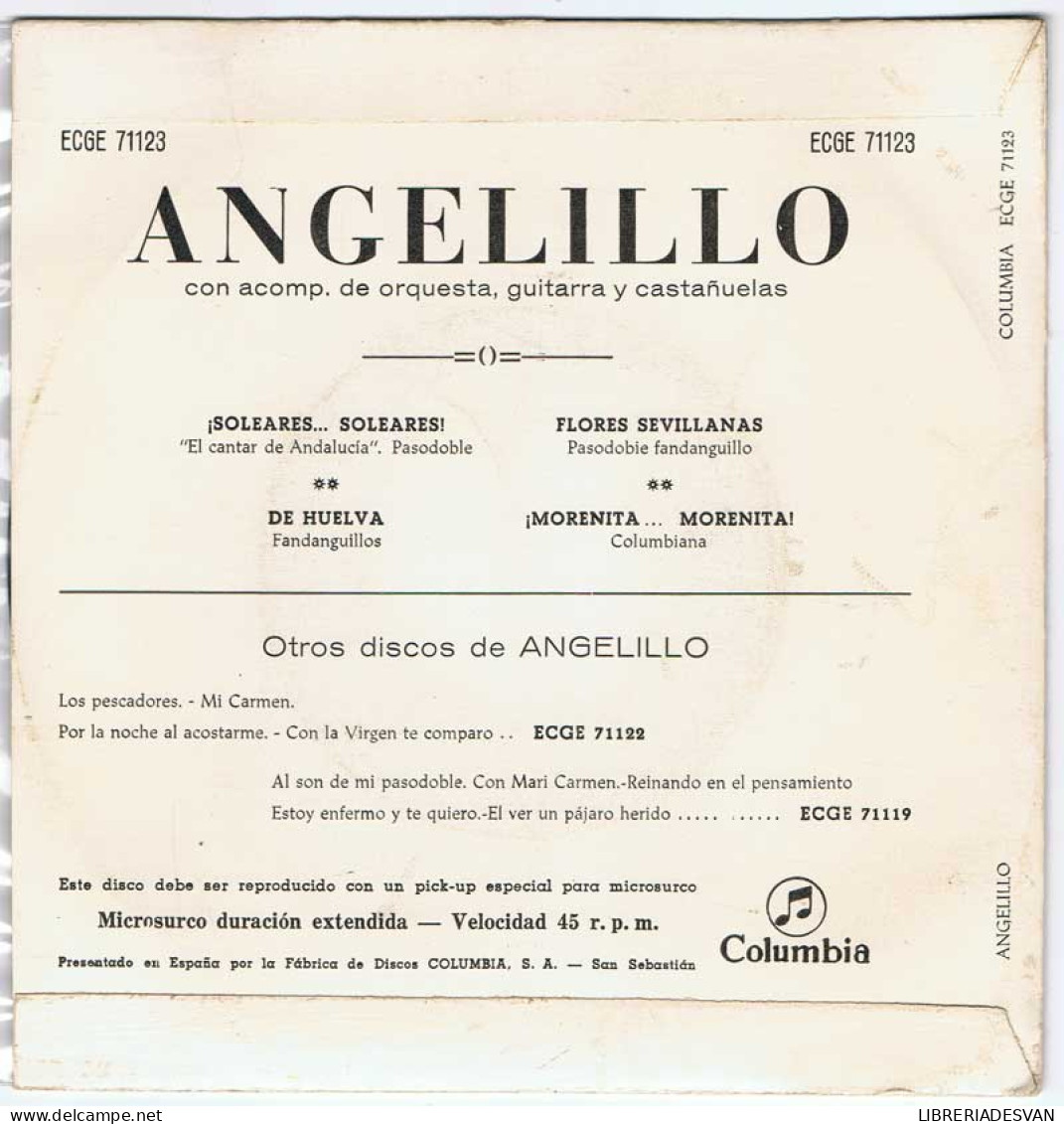 Angelillo - Soleares, Soleares / De Huelva / Flores Sevillanas / Morenita, Morenita - EP - Sin Clasificación