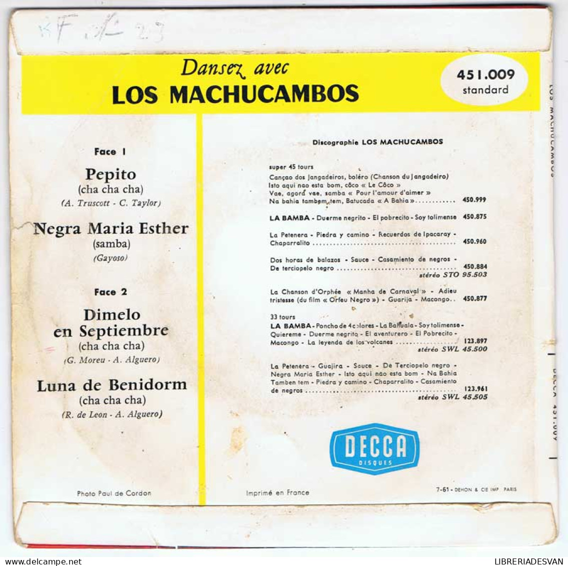 Los Machucambos - Pepito / Negra María Esther / Dímelo En Septiembre / Luna De Benidorm - EP - Zonder Classificatie