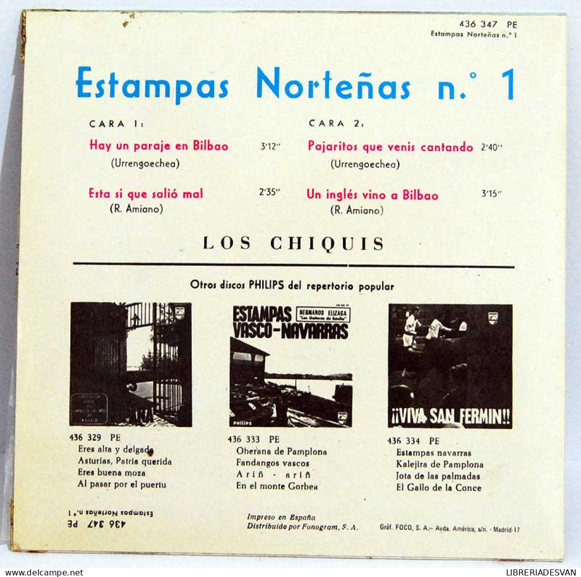 Los Chiquis - Estampas Norteñas Nº 1 - Hay Un Paraje En Bilbao / Esta Sí Que Salió Mal + 2 - EP - Ohne Zuordnung