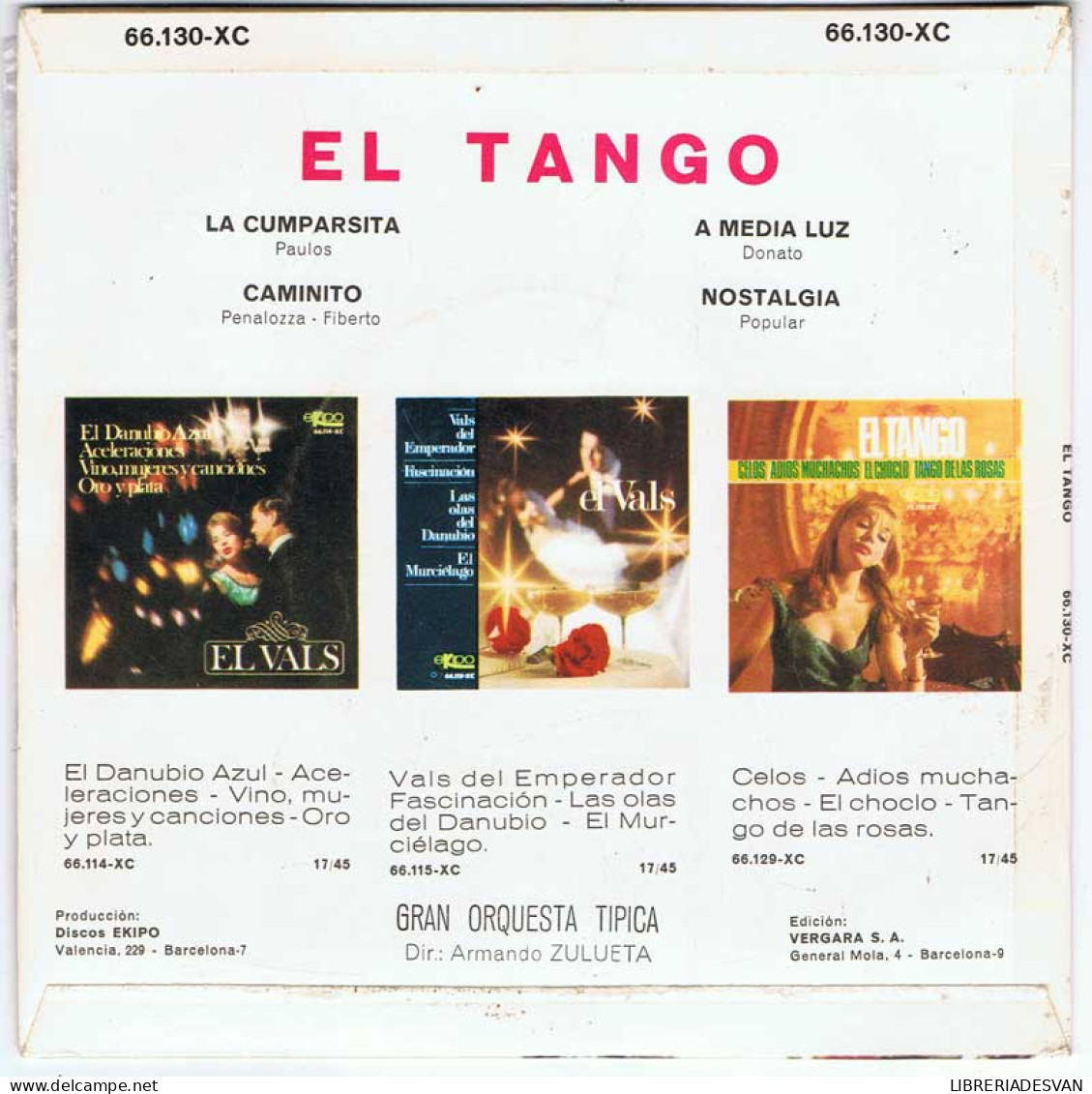 El Tango - La Cumparsita / Caminito / A Media Luz / Nostalgias - EP - Zonder Classificatie